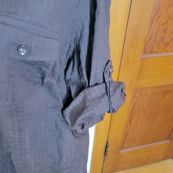 Karen Scott Woman Brown Lightweight 3/4 roll sleeve Button front blouse Size 2X - Picture 3 of 9